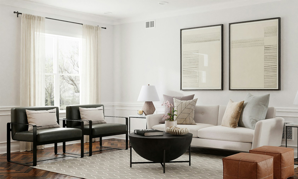 소재를 맞춘 거실 디자인