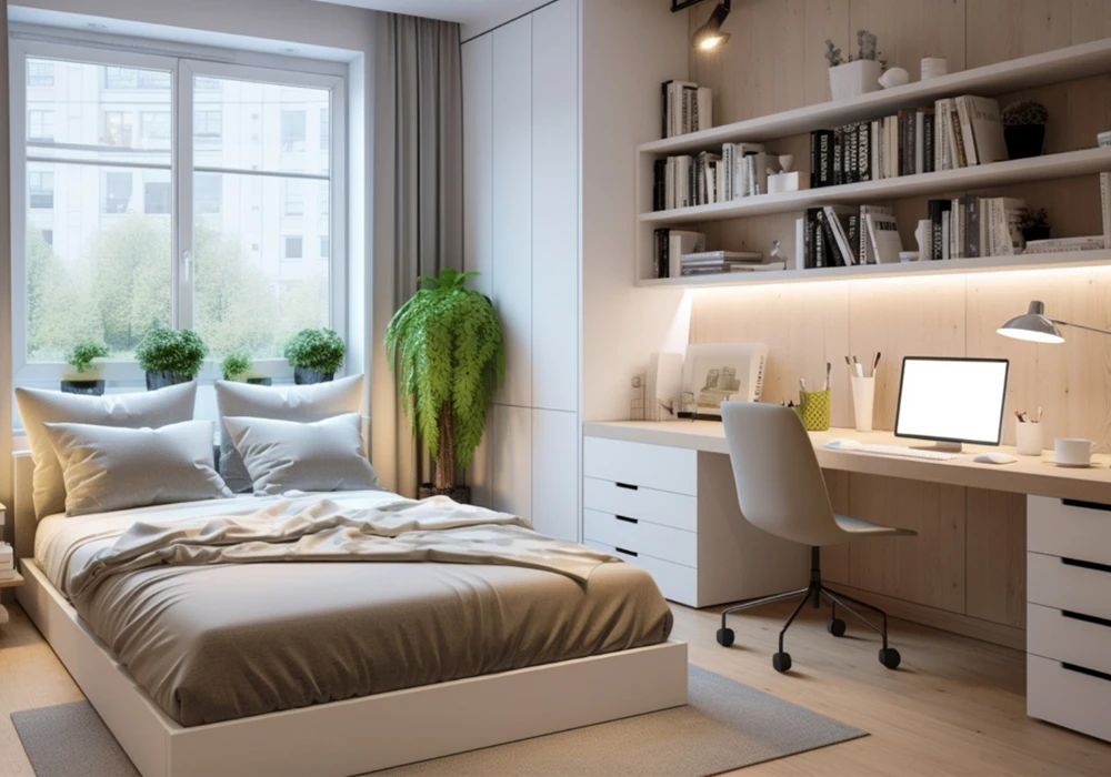 학습 공간과 휴식 공간을 분리한 가구 배치