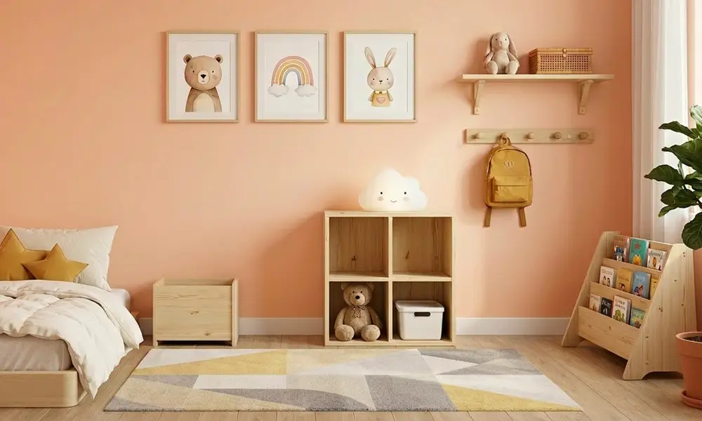 아이방 인테리어 피치 코랄 색상