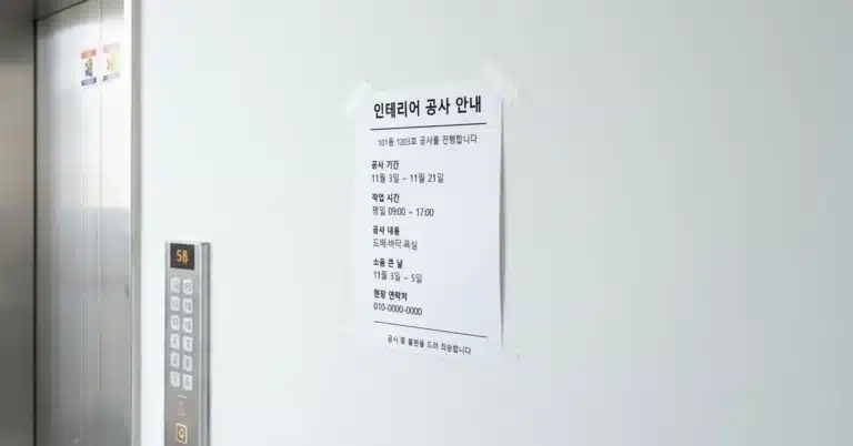 인테리어 공사 안내문